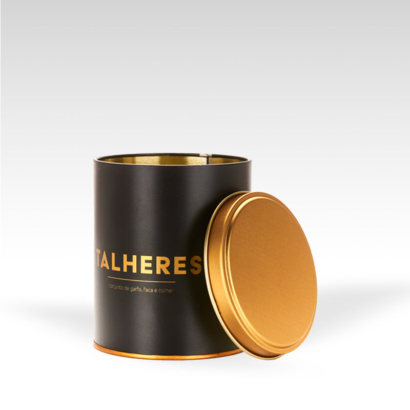 Lata Talheres Dourada - 9,9 x 12,2 cm