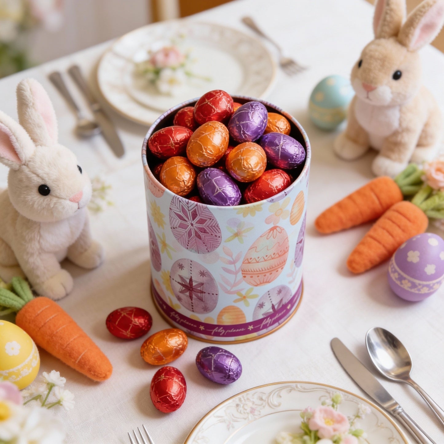 Lata Feliz Páscoa Branco 9,9 x 12,2 cm - Páscoa