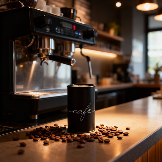 Lata Café Preta Cursiva - 9,9 x 17,6 cm