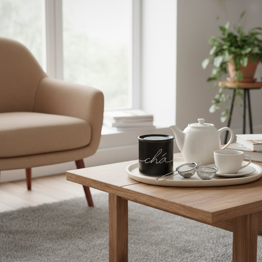 Lata Chá Preta Cursiva - 9,9 x 10,0 cm