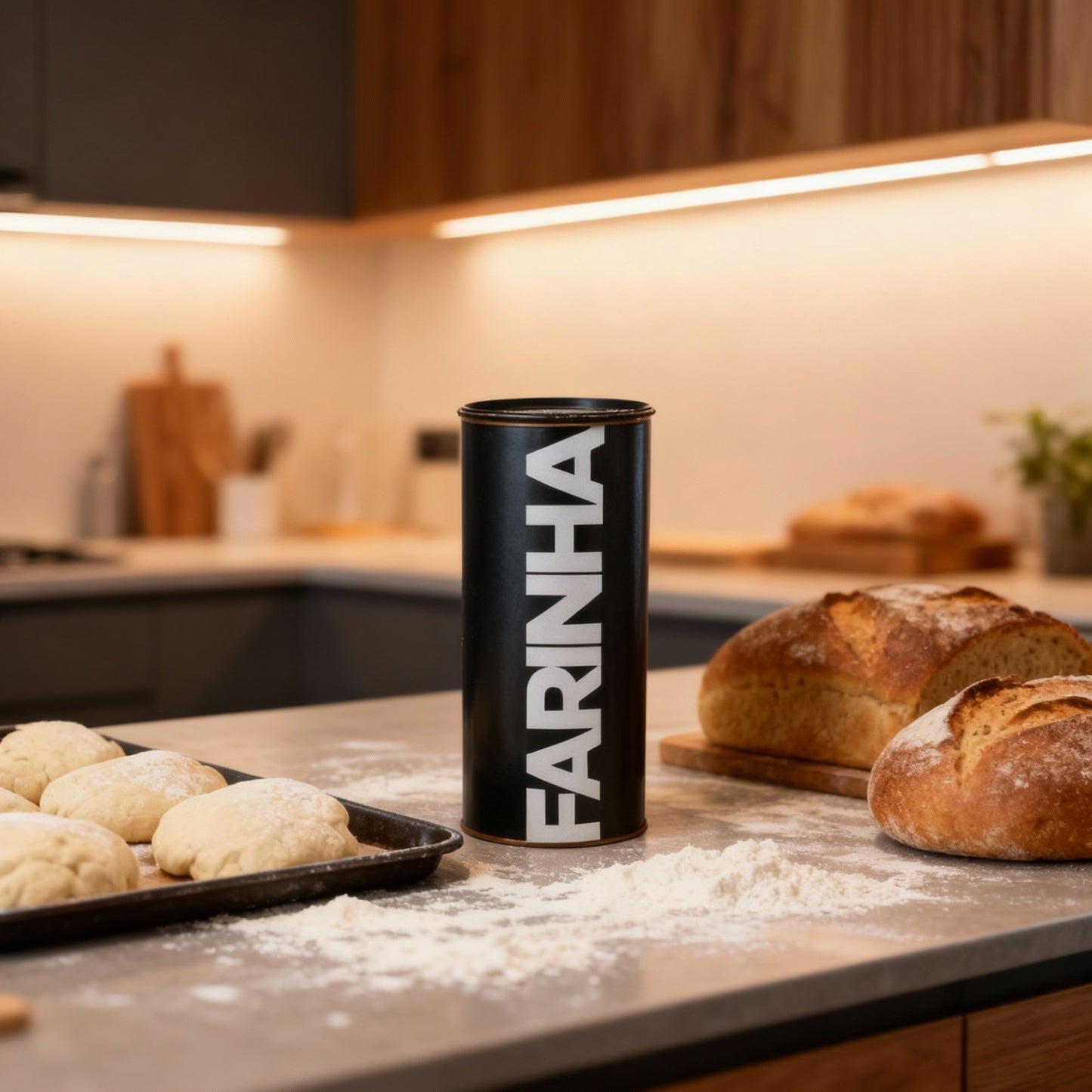 Lata Farinha Preta Vertical - 9,9 x 24,0 cm