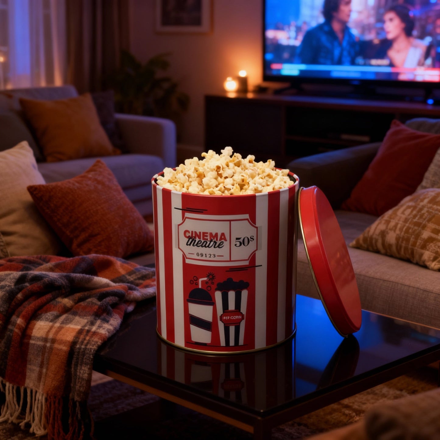 Lata Pipoca Listras - 16,5 x 16,9 cm