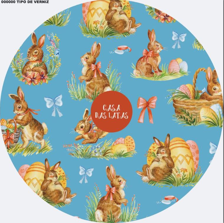 Casa das latas fundo azul 99X77 - Páscoa